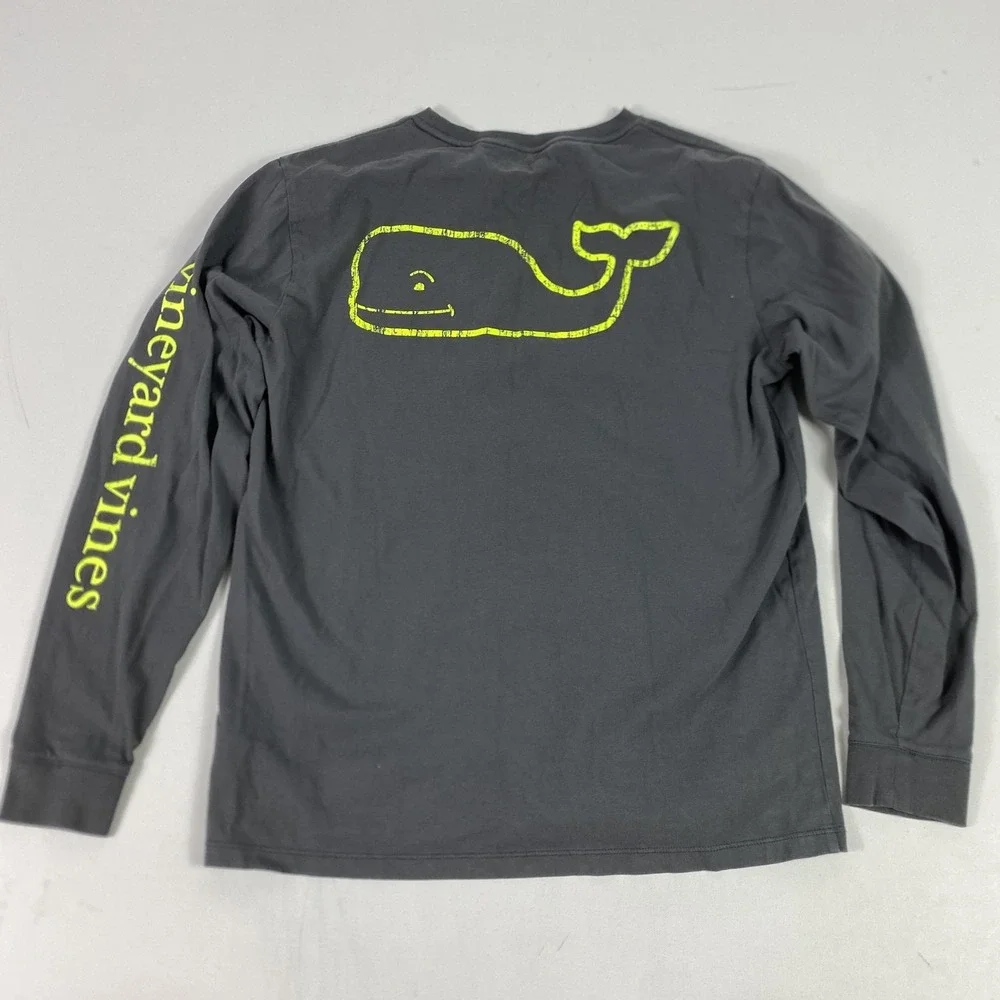 Vineyard Vines Shirt‎ Mens Small Gray Long Sleeve Whale Pocket Tee Graphic